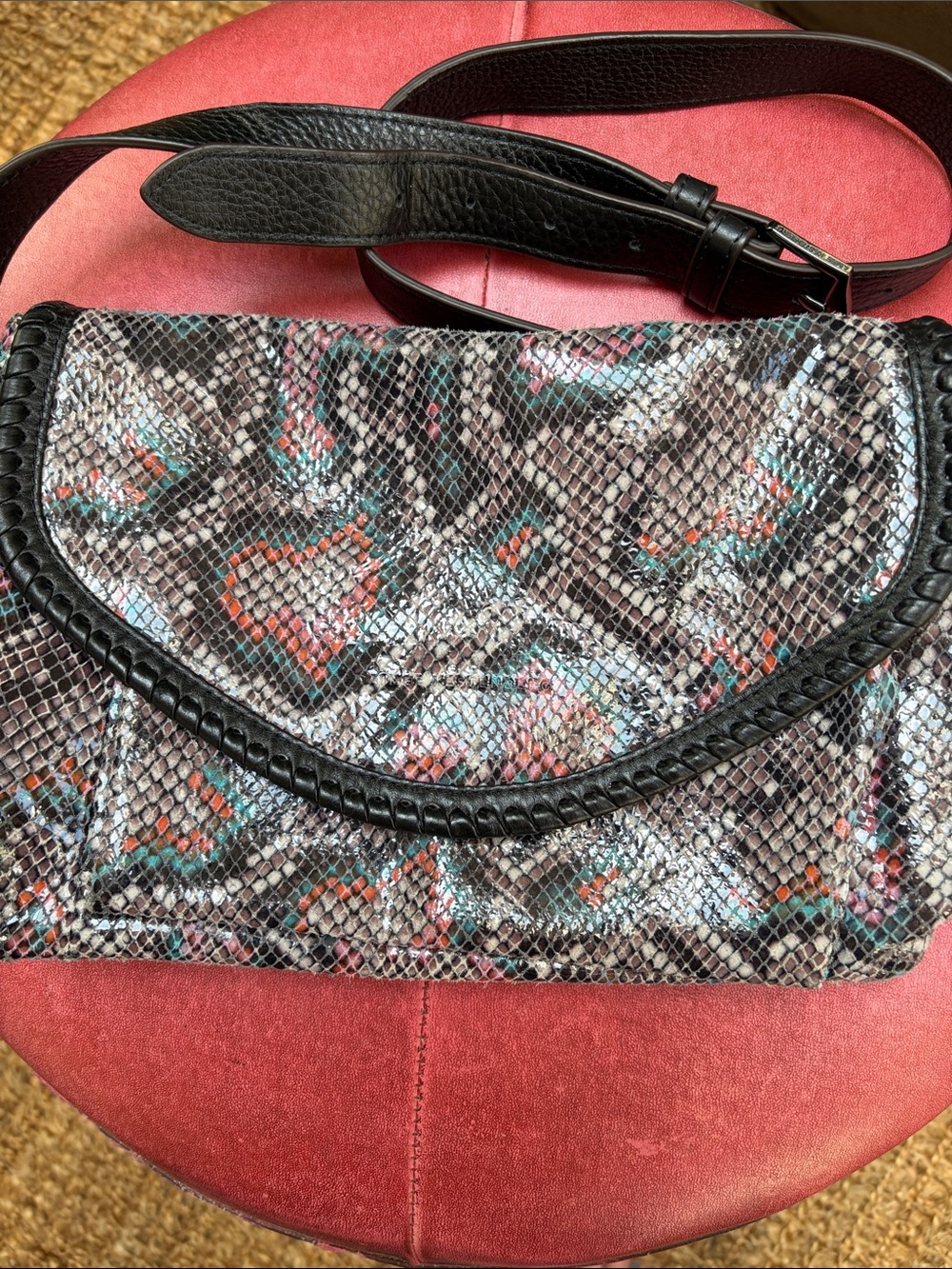 Aimee kestenberg Snake-Print Crossbody Bag in Black with Multicolor Accents
